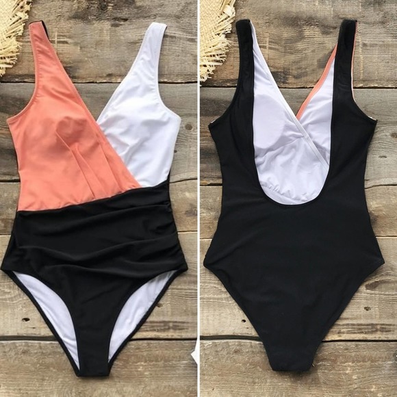 Color block one-pice swimsuit Sz M - Picture 2 of 13